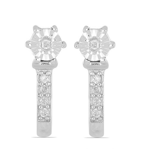 0.06 CT G-H,i2-i3 WHITE DIAMOND DOUBLE CUT STERLING SILVER EARRINGS WITH MAGICAL TIKLI SETTING #VE017413